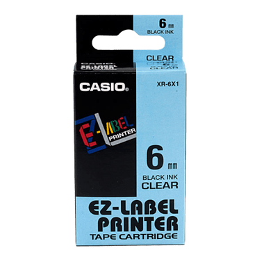 Casio Label Printer Tape (Black on Clear); 8m