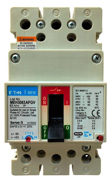 EATON MEH3063AFGV TRIPLE POLE MCCB 63A