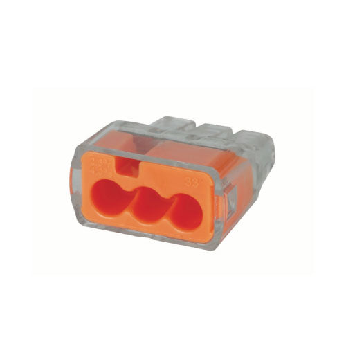 Ideal Push-in Wire Connecters, 33 Model, Orange, 3 port