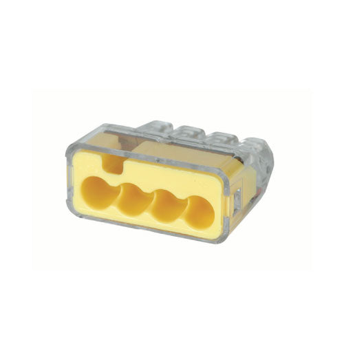 Ideal Push-in Wire Connecters, 34 Model, Yellow, 4 port