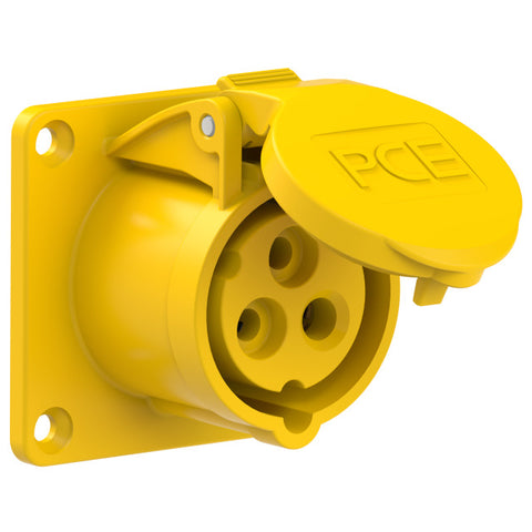 PCE CEE-flanged socket straight; 3 pin; IP44; 16A