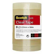 3M Scotch® 508 Transparent Tape, Easy to Tear, 19 mm x 33 m, 8 Rolls/Pack