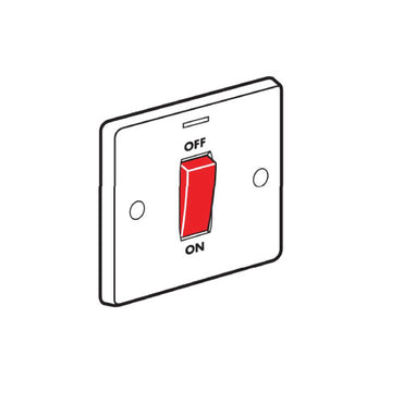 Tenby 45A DP Switch 86x86mm + Power Indicator White