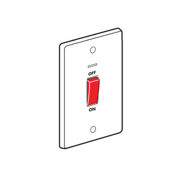 Tenby 45A DP Switch 146x86mm + Power Indicator White