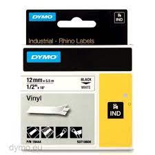 Dymo RHINO 18444 vinyl black on white 12mm