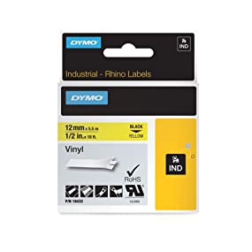 Dymo Label vinyl black on yellow 12mm