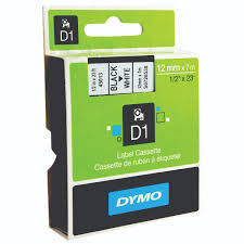 Dymo Tape 12mm x 7m Black on White