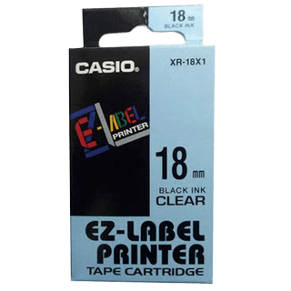 Casio Label Printer Tape (Black on Clear); 8m